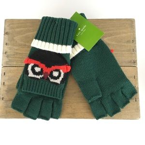 Kate Spade Who Me Owl Pop Top Gloves New Wool